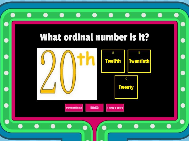 ORDINAL NUMBERS - Gameshow Quiz