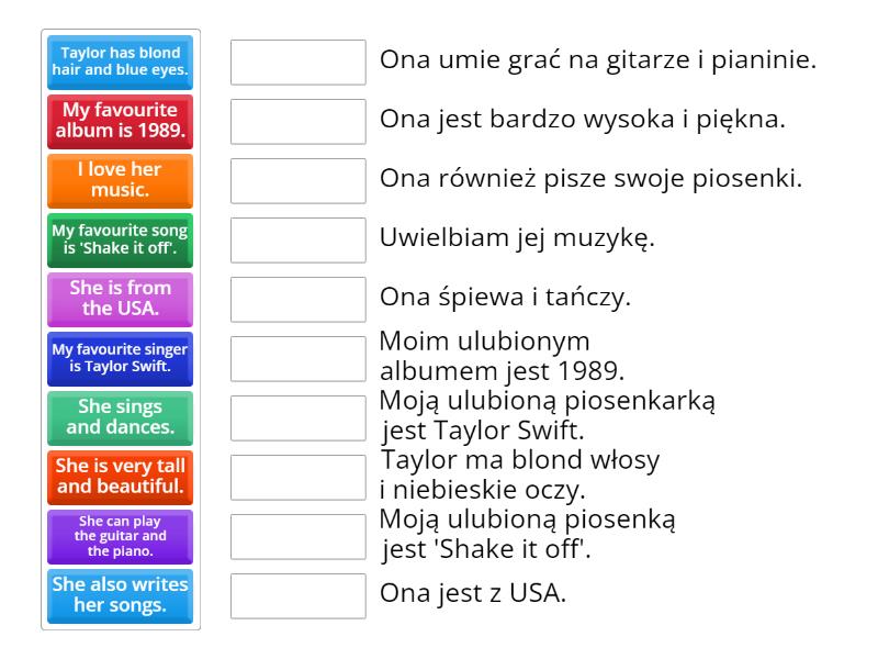 Przygotuj Opis Swojego Ulubionego Piosenkarza Po Angielsku Opis piosenkarza - Match up