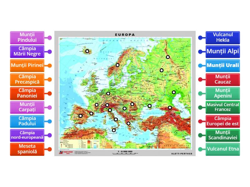 Relieful Europei - Diagramă etichetată