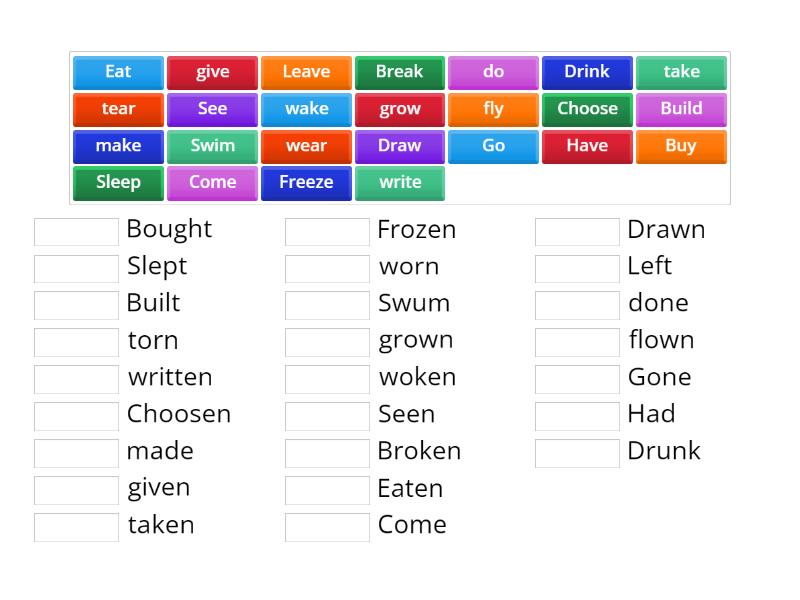 Present perfect - Irregular verbs - Match up