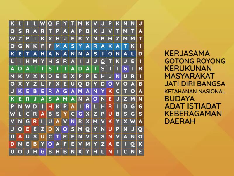 Persatuan Dan Kesatuan Dalam Keberagaman Wordsearch 5257