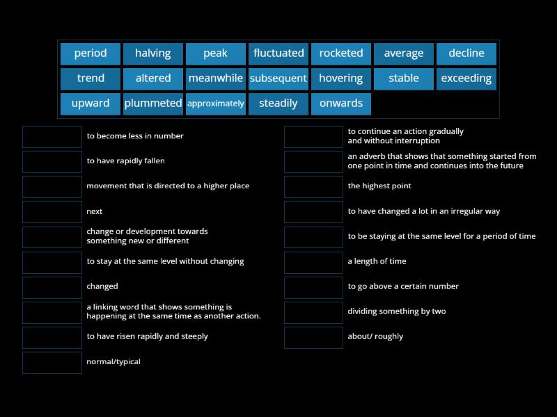 Charts and tables - vocabulary - Match up