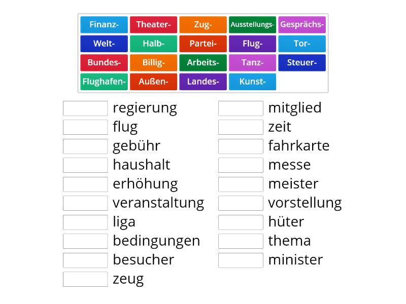 Komposita B1(Wortbildung) - Match up