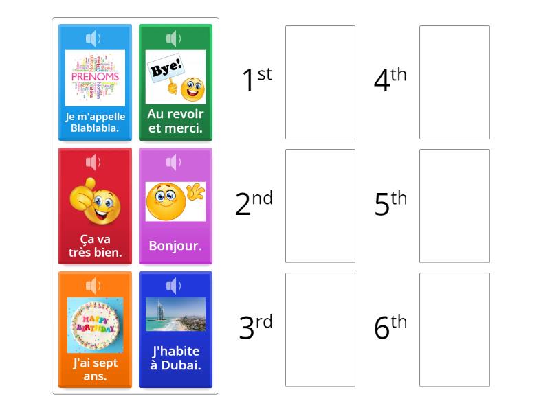 Se presenter: mets les phrases dans l'ordre - Rank order