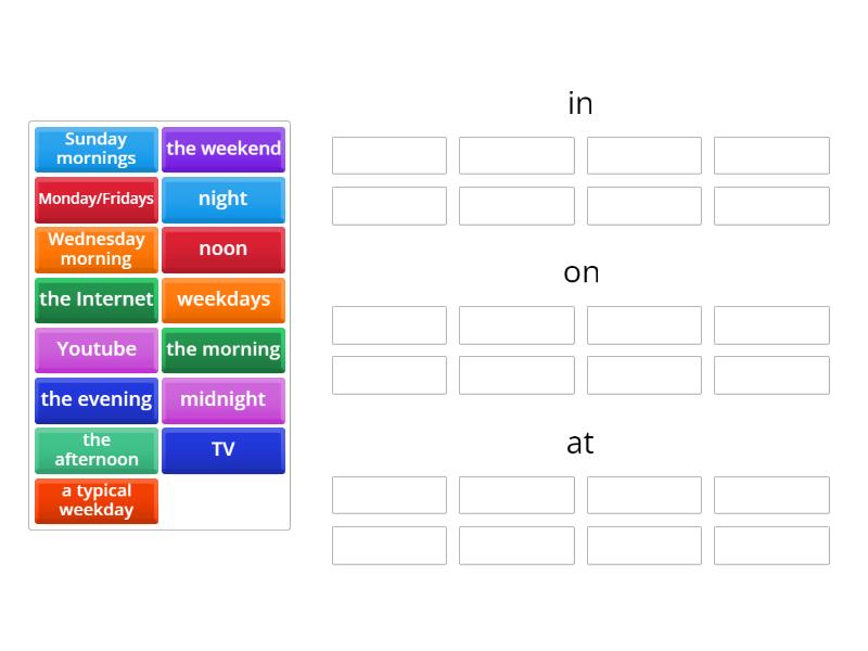 Focus 1 Unit 1 Prepositions - Group sort