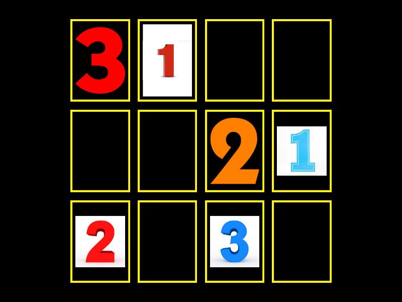 MEMORY NUMBERS - Matching pairs