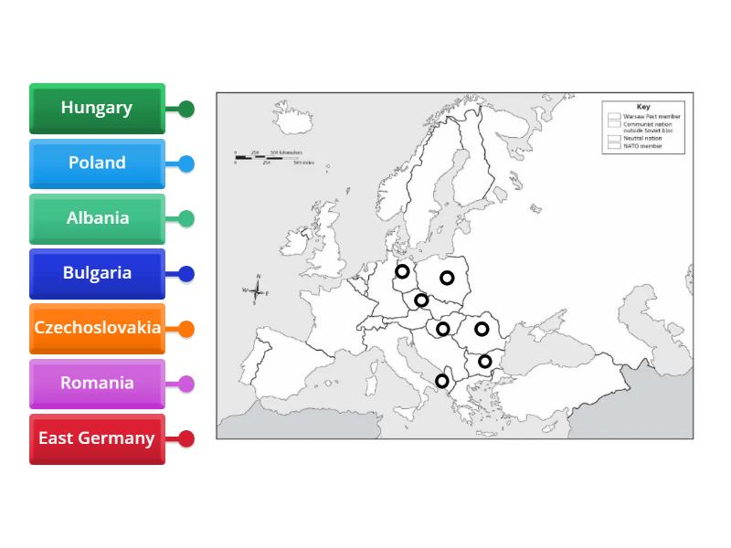 Soviet Block Countries (Satellite Nations) - Labelled diagram