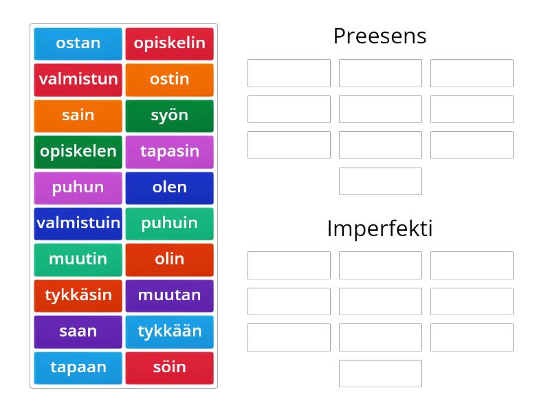 Preesens Vai Imperfekti? - Group Sort