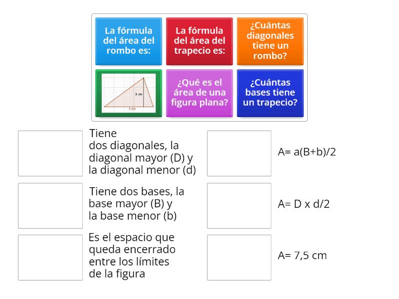 Área de figuras planas - Une las parejas