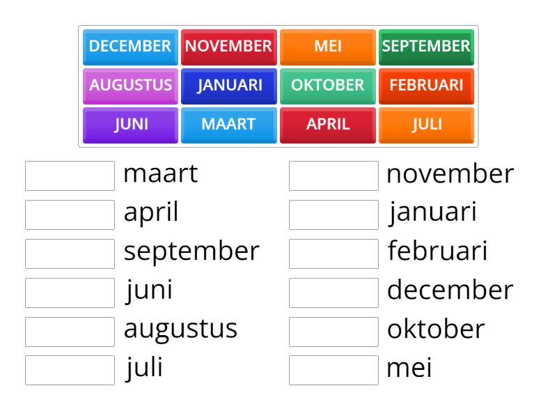 CBE BOW SZ1 - Maanden van het jaar (kleine en grote letters matchen ...