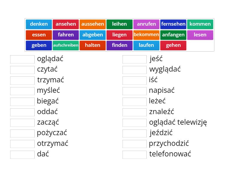 Test Czasowniki Nieregularne Cz. 1 - Kompass Team 2 - Match Up