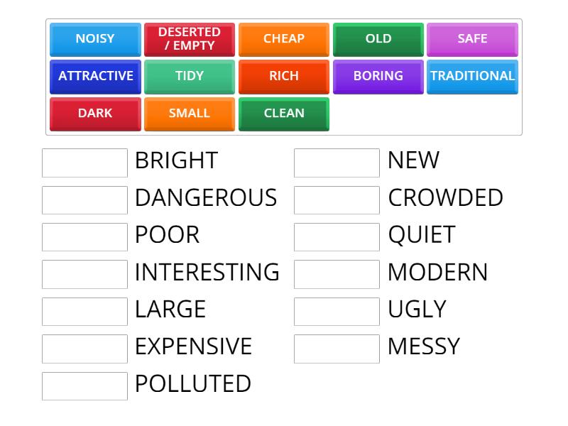 Adjectives To Describe Cities. - Match Up