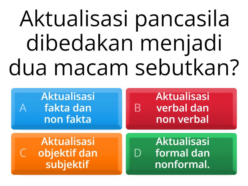 Kelompok 4 Aktualisasi Pancasila Dalam Berbagai Aspek Kehidupan - Quiz