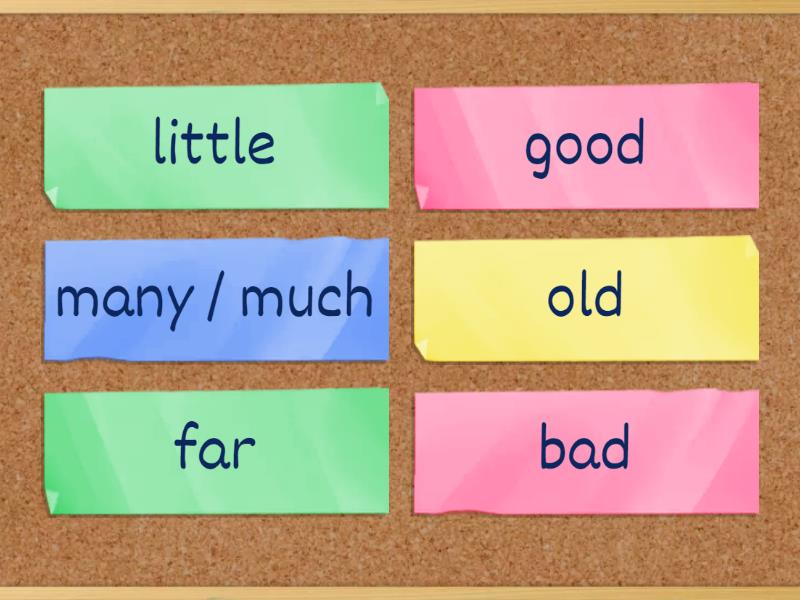 DEGREE OF COMPARISON IRREGULAR ADJECTIVES LIST visual data 7