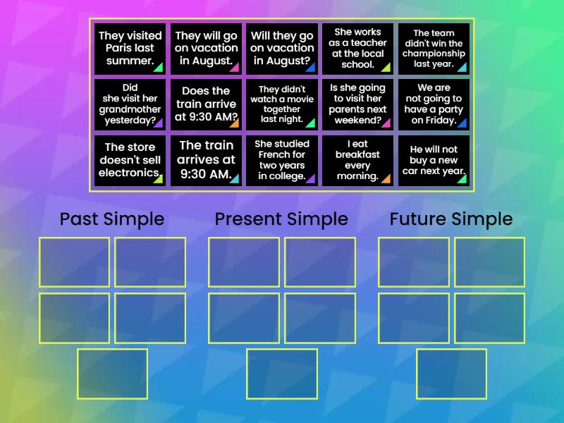 Simple Tense Sentences Sorting - Group sort