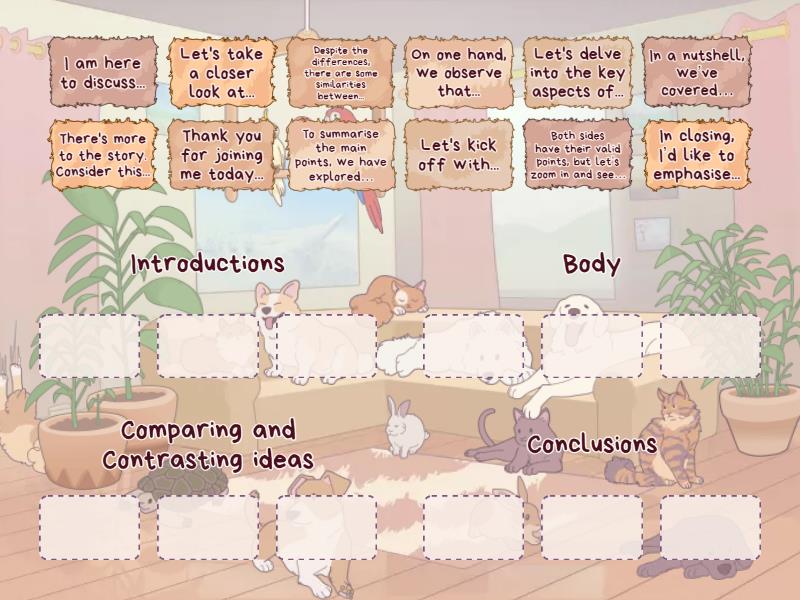 Phrases to use in a presentation - Group sort