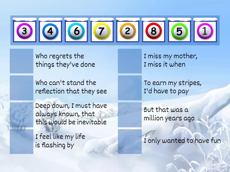 Adele 'Million Years Ago' Rearranging the lyrics. Match up