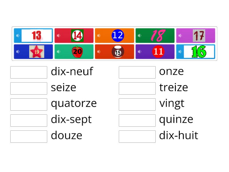 French Numbers 11-20 - Match up