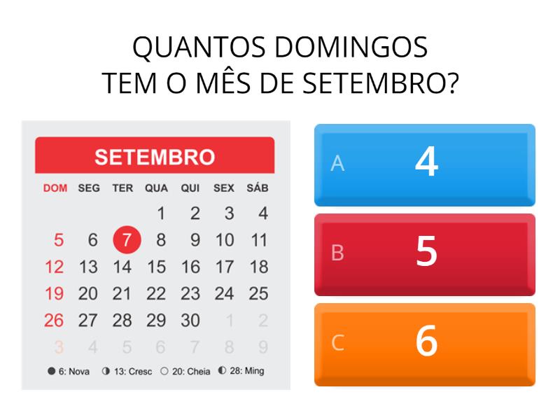 MATEMÁTICA - Calendario e medidas - Kuis