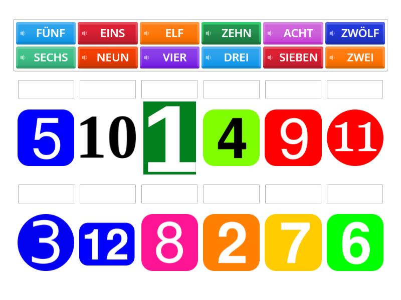 Die Zahlen 1-12 - Match up
