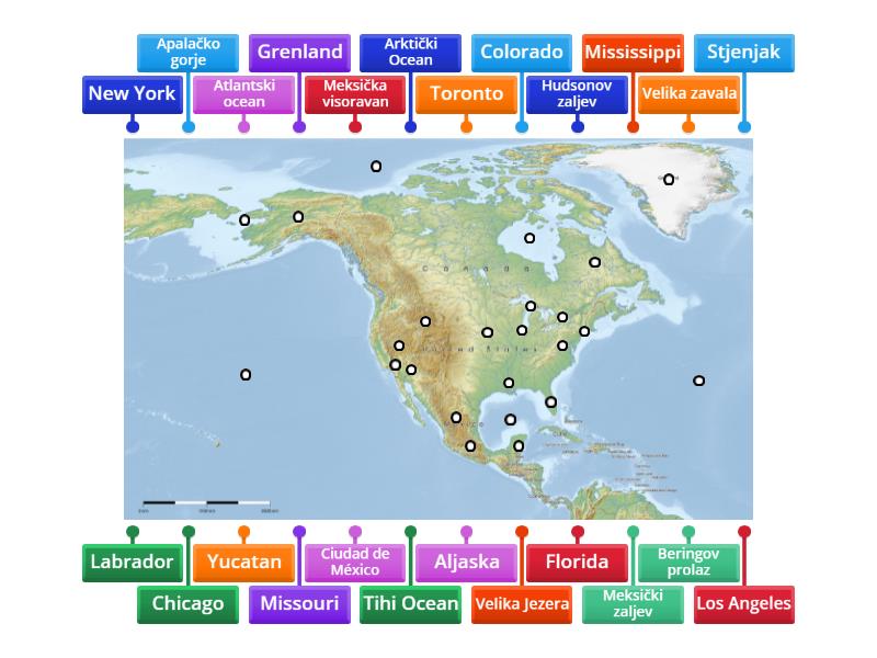 Sjeverna Amerika - Labelled diagram