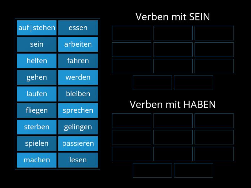 Verben Mit Sein Und Haben Group Sort