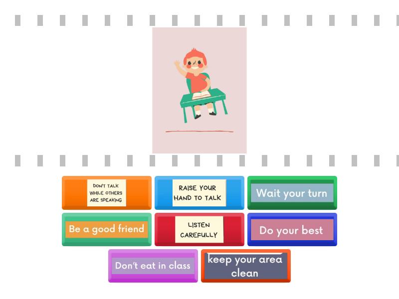 Memory game classroom rules - Find the match