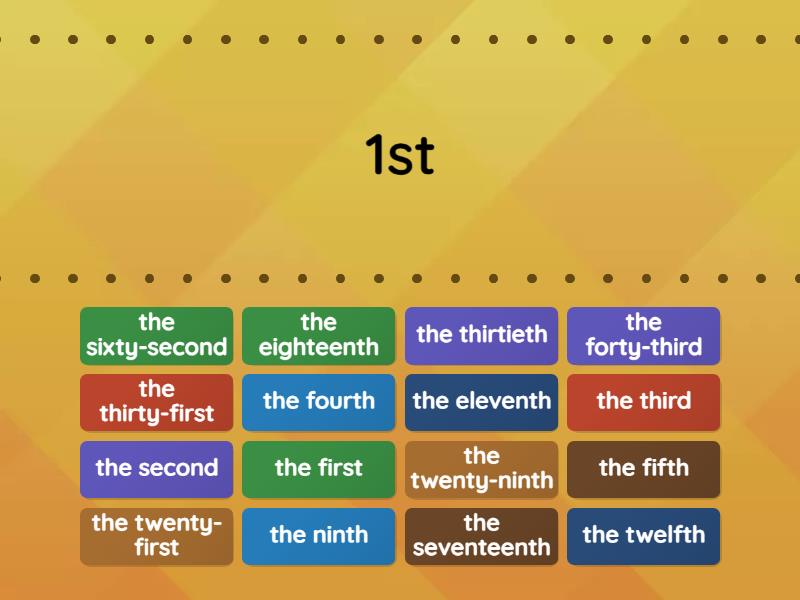 Act 5 Ordinal numbers - Find the match