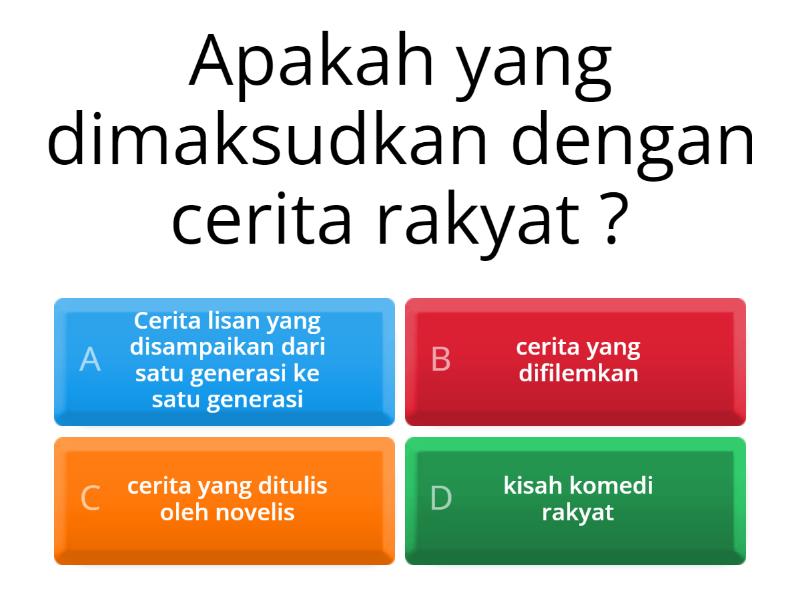 Cerita Rakyat Berunsur Tempatan Dalam Masyarakat Malaysia. - Quiz