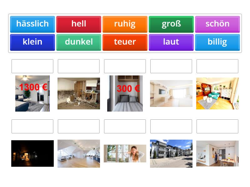 A1 K9 Adjektive zum Thema Wohnung - Match up