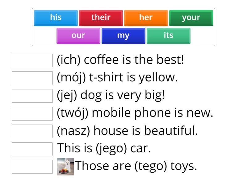 POSSESIVE ADJECTIVES (sentences) - Match up