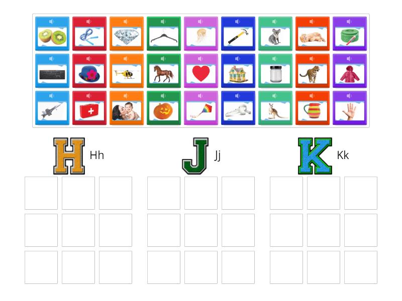h, j, k sounds - Group sort