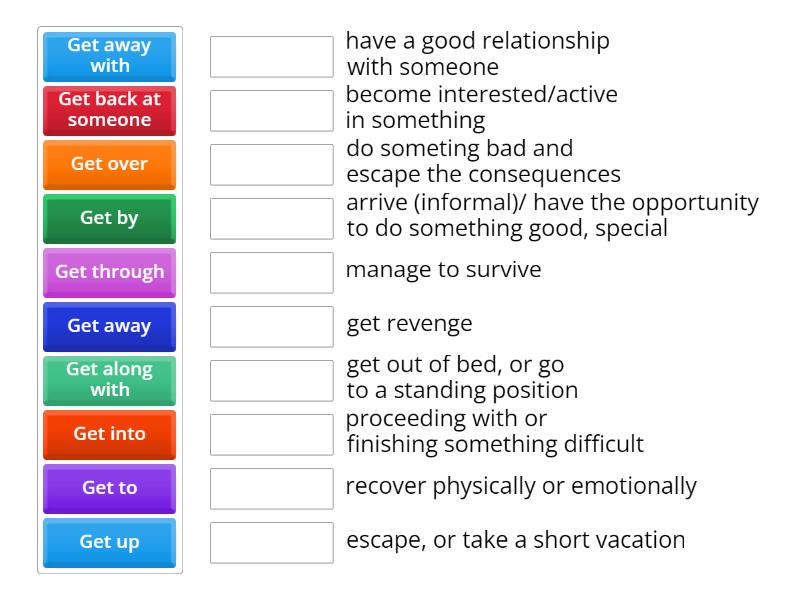 Phrasal verbs with get - Match up