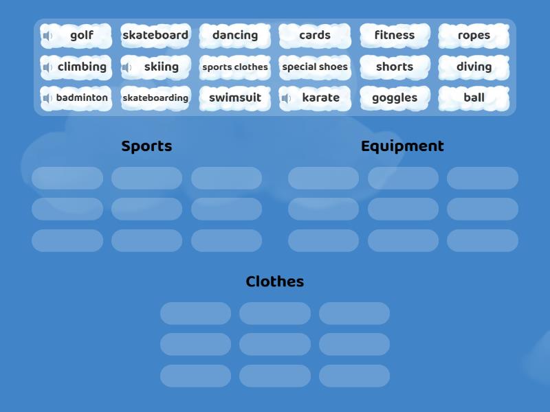 Sports and Equipment - Group sort