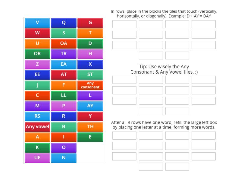 Word Place Exercises - Group sort