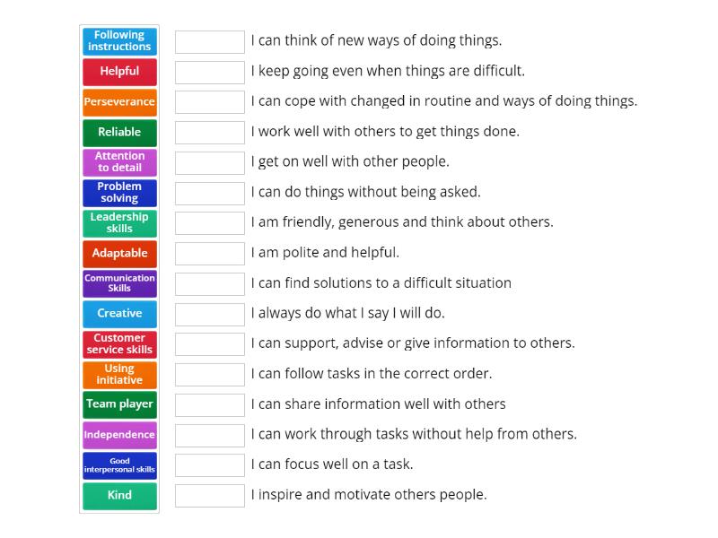 Matching Skills and Strengths - Match up