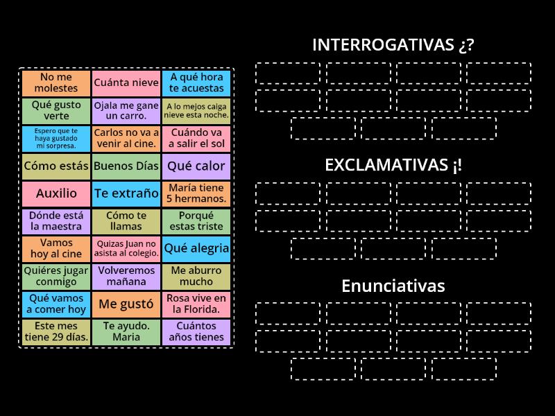 ORACIONES INTERROGATIVAS (¿?) Y EXCLAMATIVAS (!¡) - Ordenar por grupo