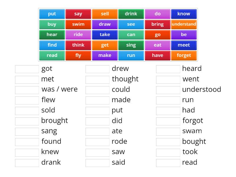Irregular verbs 1 Match up