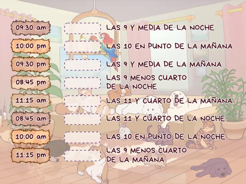 RELOJES DIGITALES am (MAÑANA) Y pm (tarde/noche) - Une las parejas