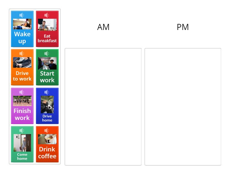 Daily Activities Lesson 1 Activities AM and PM Sorting - Categorize