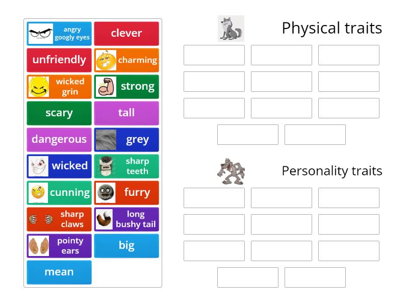 Big Bad Wolf Personality Traits - Group sort