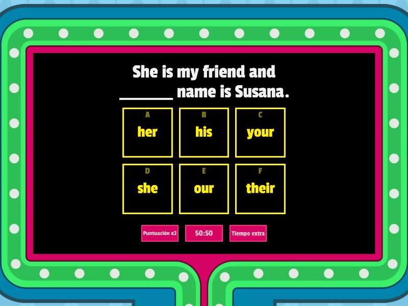 B6_Unit 4-B: Possessive Adjectives & Possessive Pronouns - Gameshow Quiz