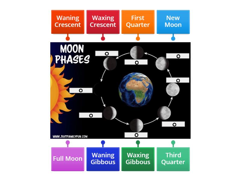 Phases of the Moon - Labelled diagram