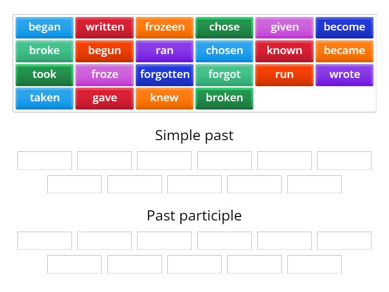 Simple past and past participle - Group sort