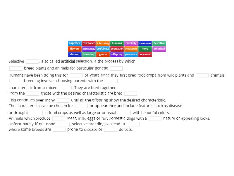 AW Yr 9 Selective Breeding - Missing word