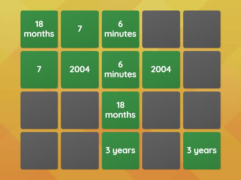Numbers Memory Game - Matching pairs