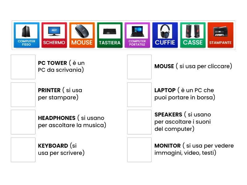 COMPUTER VOCABULARY - Match up