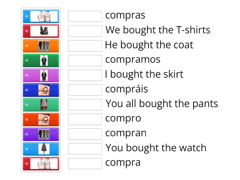 Verb Comprar conjugation - Match up