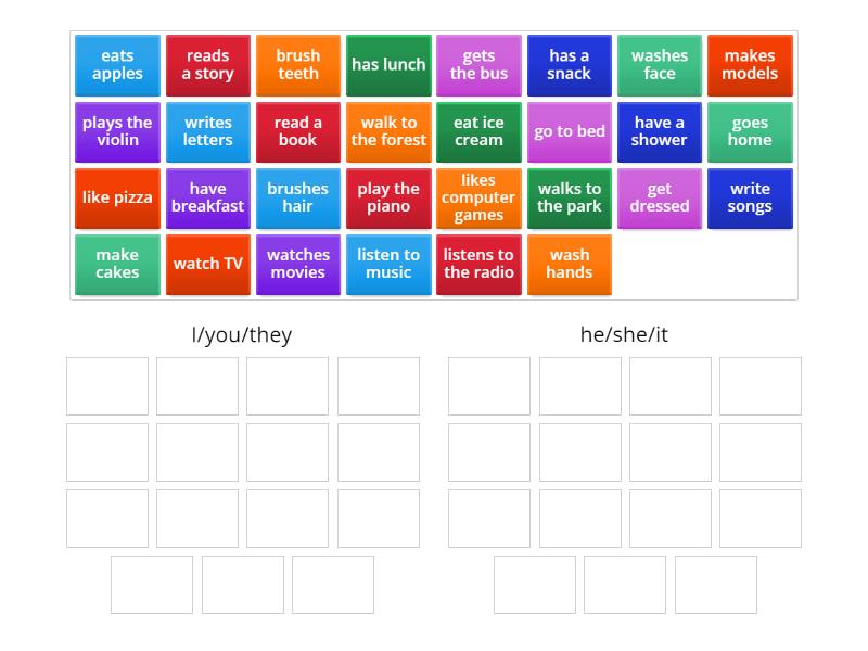 Daily Routines (affirmative) - Group Sort