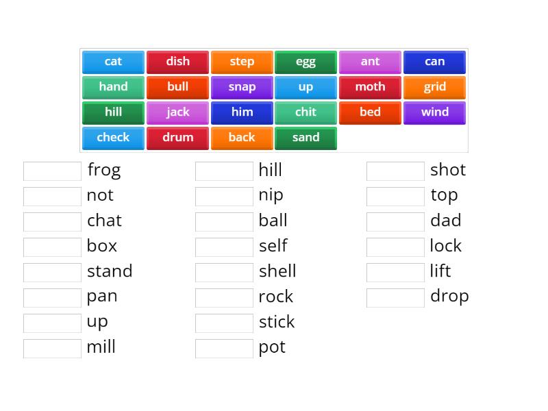 Find the compound word matches - Match up